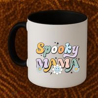 Groovy Spooky Mama Retro Halloween Ghost Witchy Spooky Mom Coffee Mug thumb 2