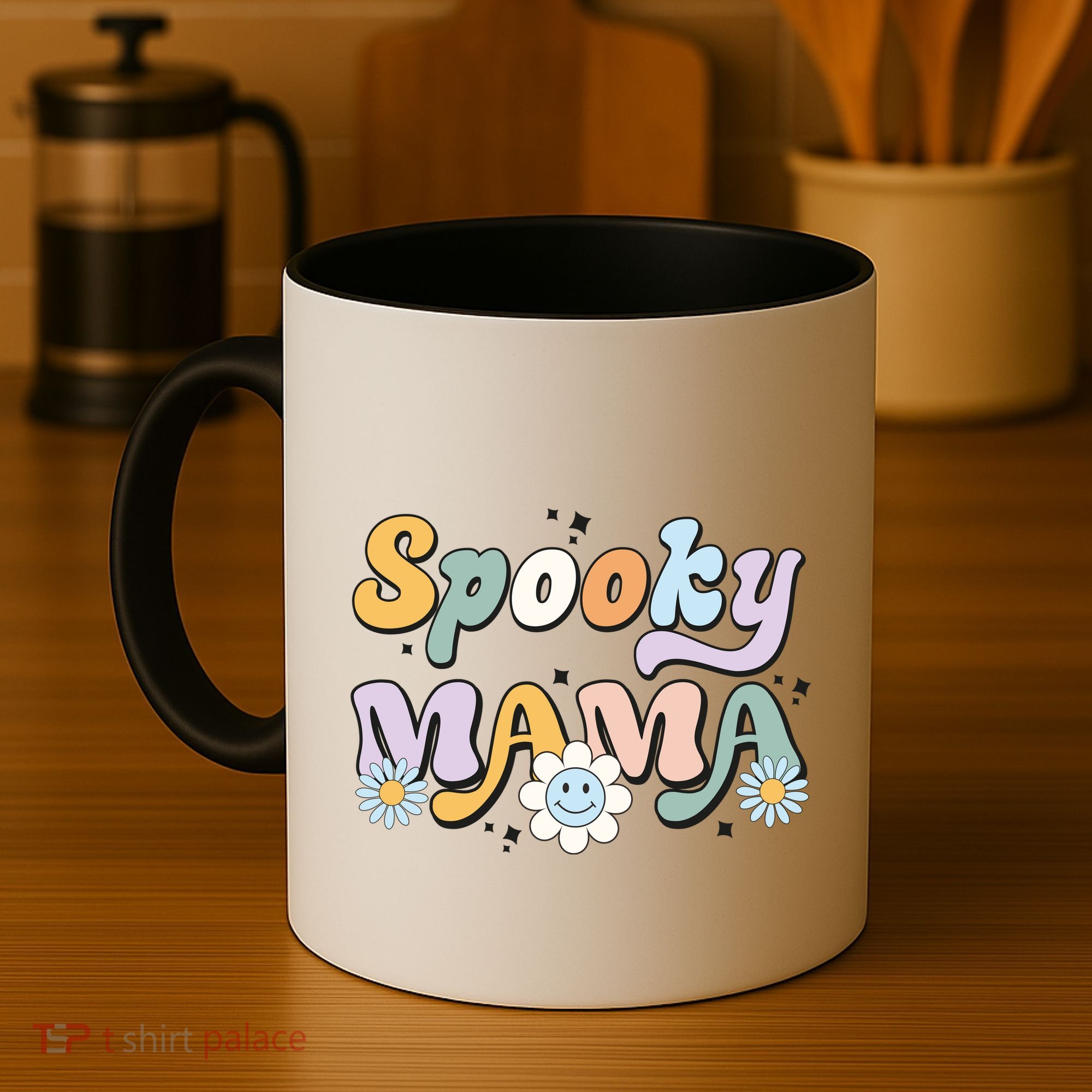 Groovy Spooky Mama Retro Halloween Ghost Witchy Spooky Mom Coffee Mug