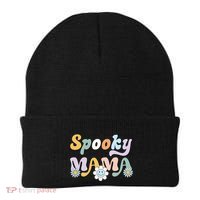 Groovy Spooky Mama Retro Halloween Ghost Witchy Spooky Mom Beanie thumb 0