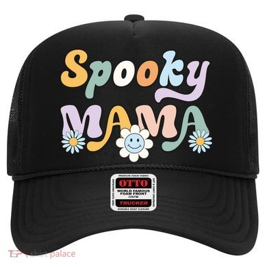 Groovy Spooky Mama Retro Halloween Ghost Witchy Spooky Mom Hat