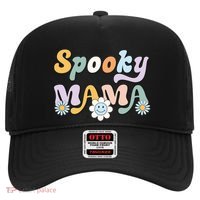 Groovy Spooky Mama Retro Halloween Ghost Witchy Spooky Mom Hat thumb 0