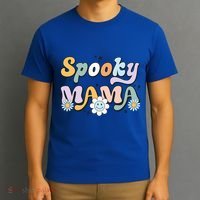 Groovy Spooky Mama Retro Halloween Ghost Witchy Spooky Mom T-Shirt thumb 3