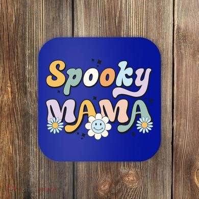 Groovy Spooky Mama Retro Halloween Ghost Witchy Spooky Mom Coaster