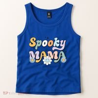 Groovy Spooky Mama Retro Halloween Ghost Witchy Spooky Mom Tank Top thumb 2