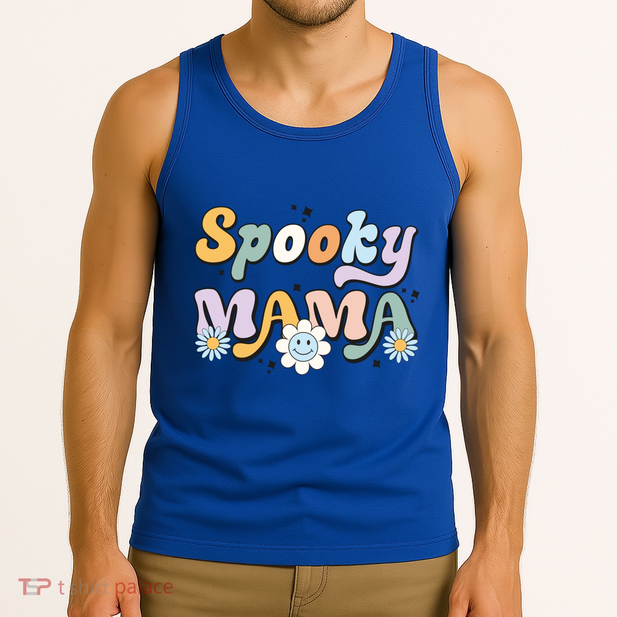Groovy Spooky Mama Retro Halloween Ghost Witchy Spooky Mom Tank Top