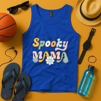 Groovy Spooky Mama Retro Halloween Ghost Witchy Spooky Mom Tank Top thumb 4