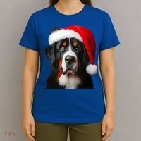 Greater Swiss Mountain Dog With Santa Hat Christmas Dog Mom Gift T-Shirt thumb 4