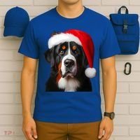 Greater Swiss Mountain Dog With Santa Hat Christmas Dog Mom Gift T-Shirt thumb 6