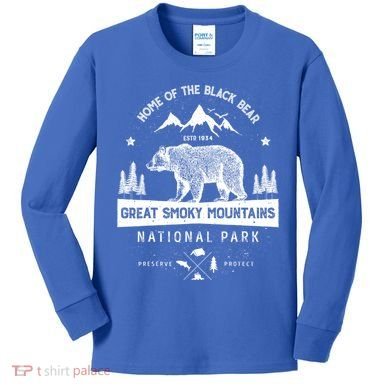 Great Smoky Mountains National Park Gift Bear Vintage Gift Kids Long Sleeve Shirt