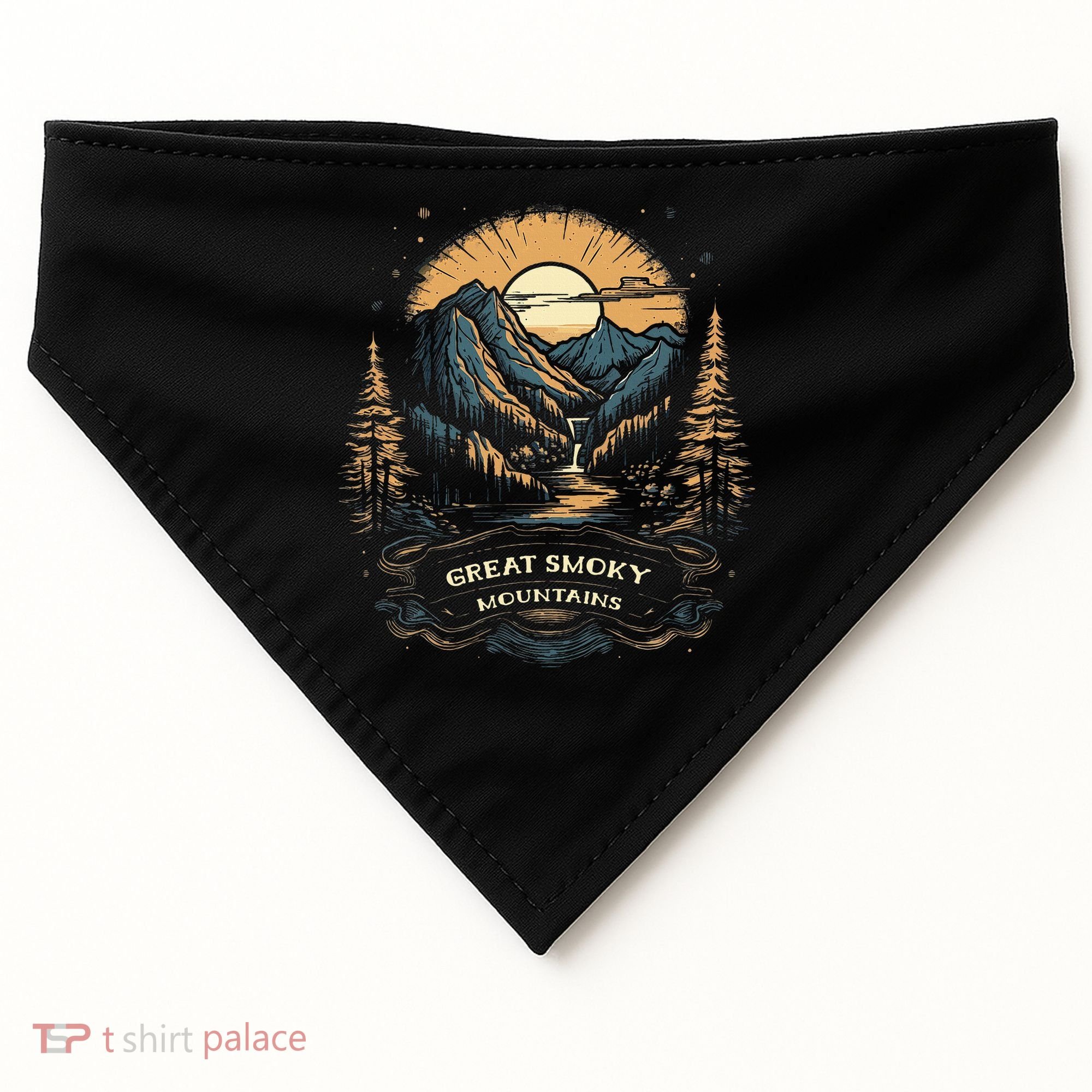 Great Smoky Mountains Retro Usa National Park USA-Made Doggie Bandana
