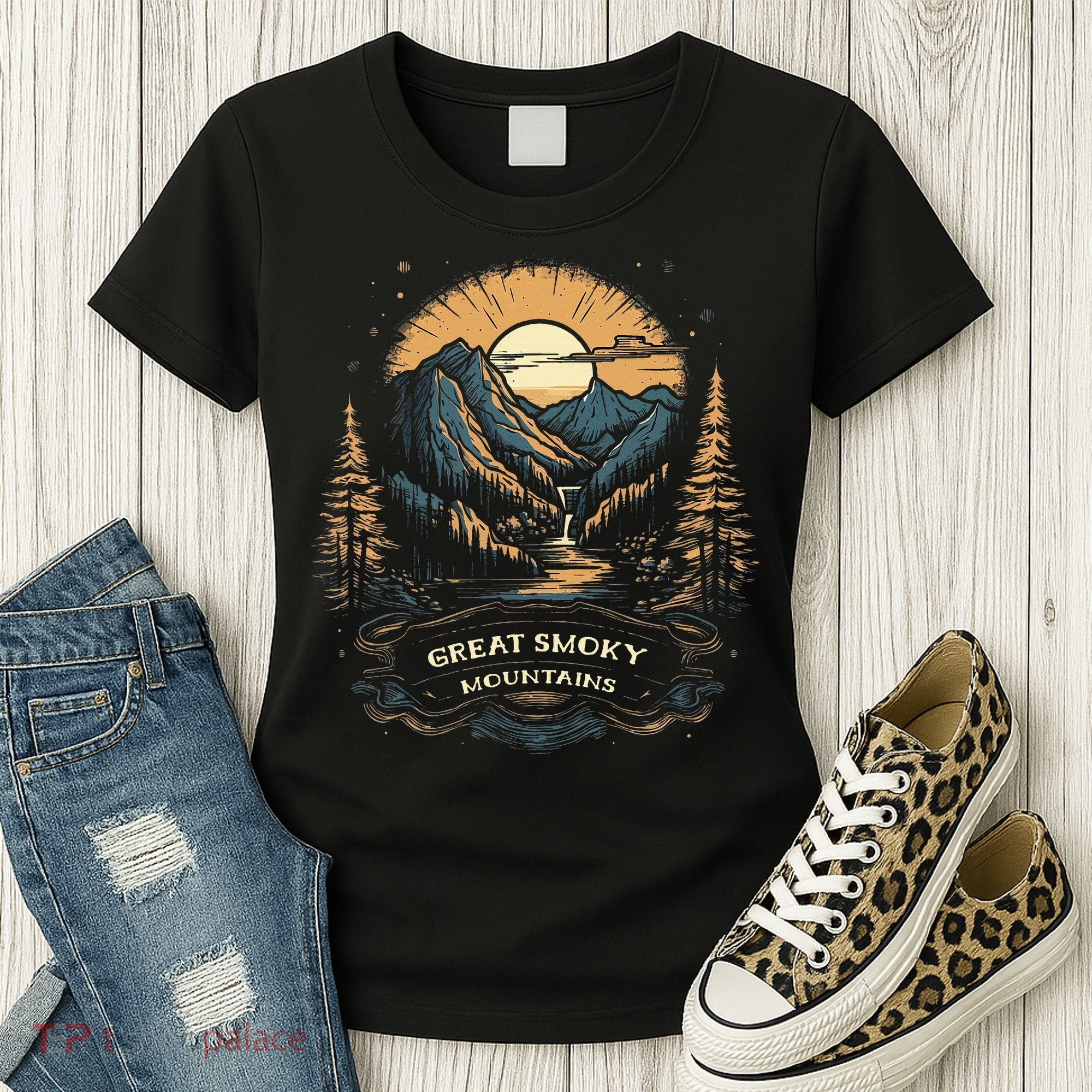 Great Smoky Mountains Retro Usa National Park Women's T-Shirt
