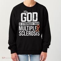 God Stronger Multiple Sclerosis Ms Awareness Orange Ribbon Women's Sweatshirt thumb 0