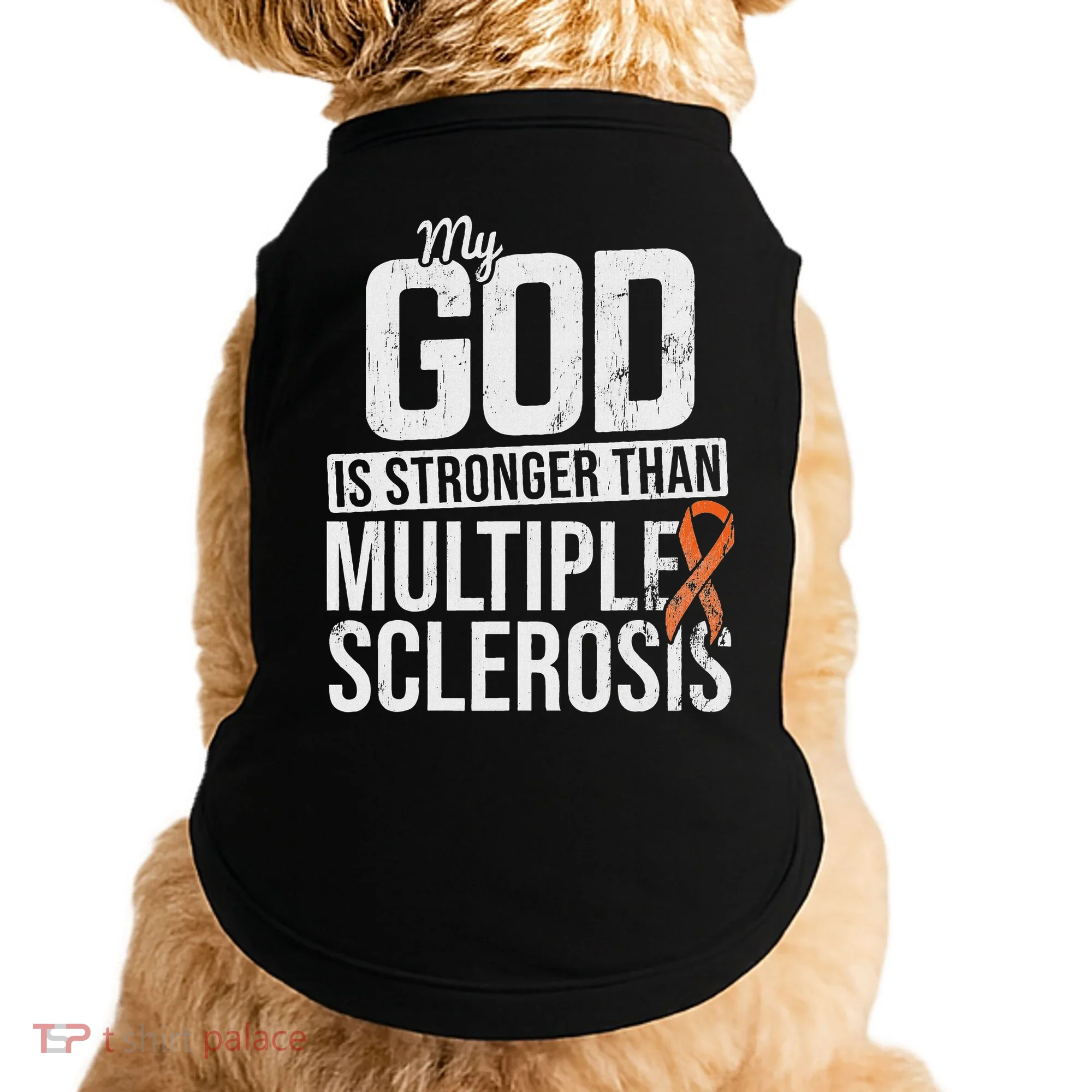 God Stronger Multiple Sclerosis Ms Awareness Orange Ribbon Doggie Tank