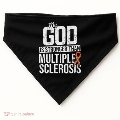God Stronger Multiple Sclerosis Ms Awareness Orange Ribbon USA-Made Doggie Bandana