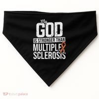 God Stronger Multiple Sclerosis Ms Awareness Orange Ribbon USA-Made Doggie Bandana thumb 0
