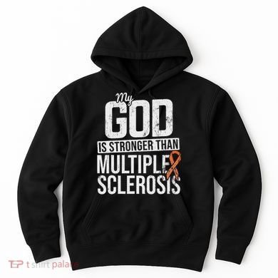 God Stronger Multiple Sclerosis Ms Awareness Orange Ribbon Hoodie
