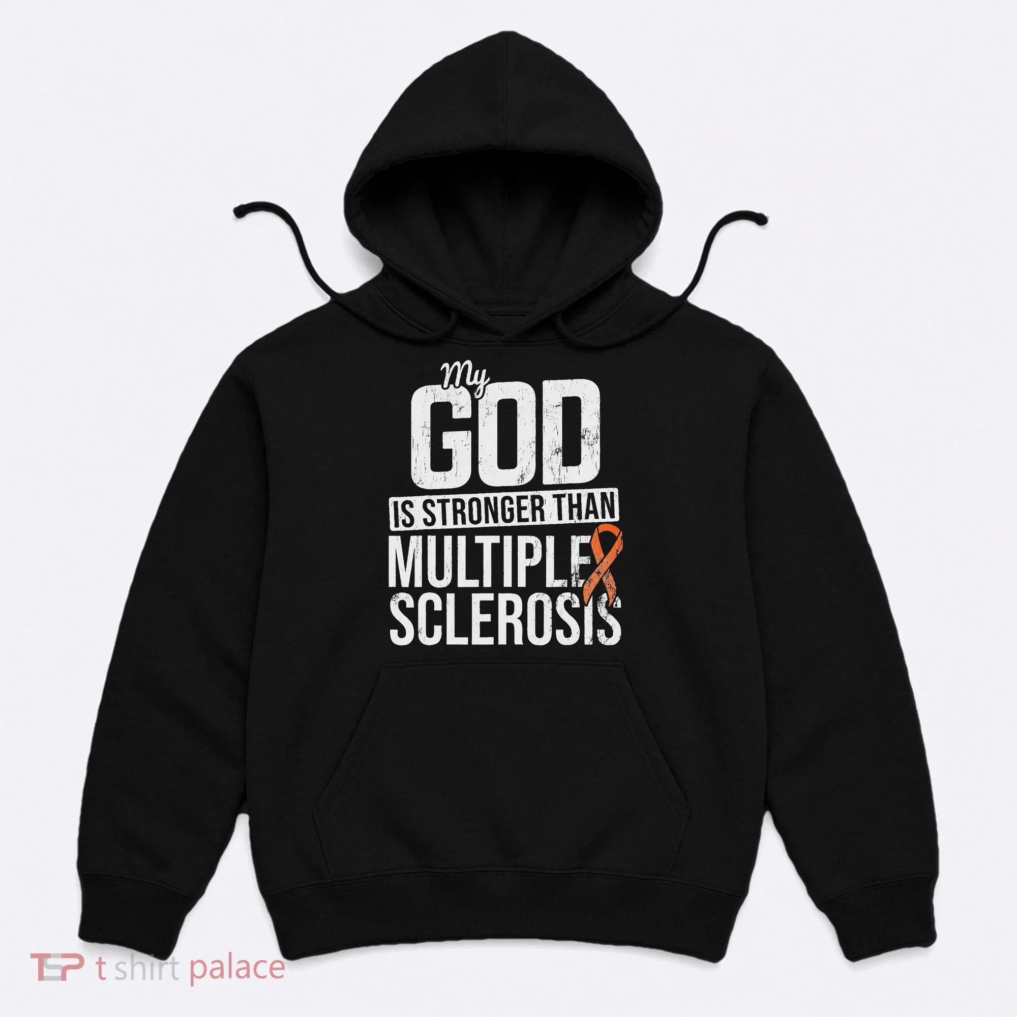 God Stronger Multiple Sclerosis Ms Awareness Orange Ribbon Hoodie