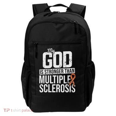 God Stronger Multiple Sclerosis Ms Awareness Orange Ribbon Backpack