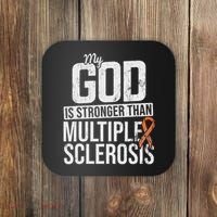 God Stronger Multiple Sclerosis Ms Awareness Orange Ribbon Coaster thumb 0