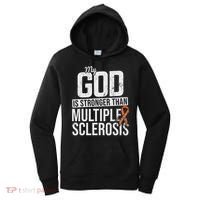 God Stronger Multiple Sclerosis Ms Awareness Orange Ribbon Women's Hoodie thumb 0