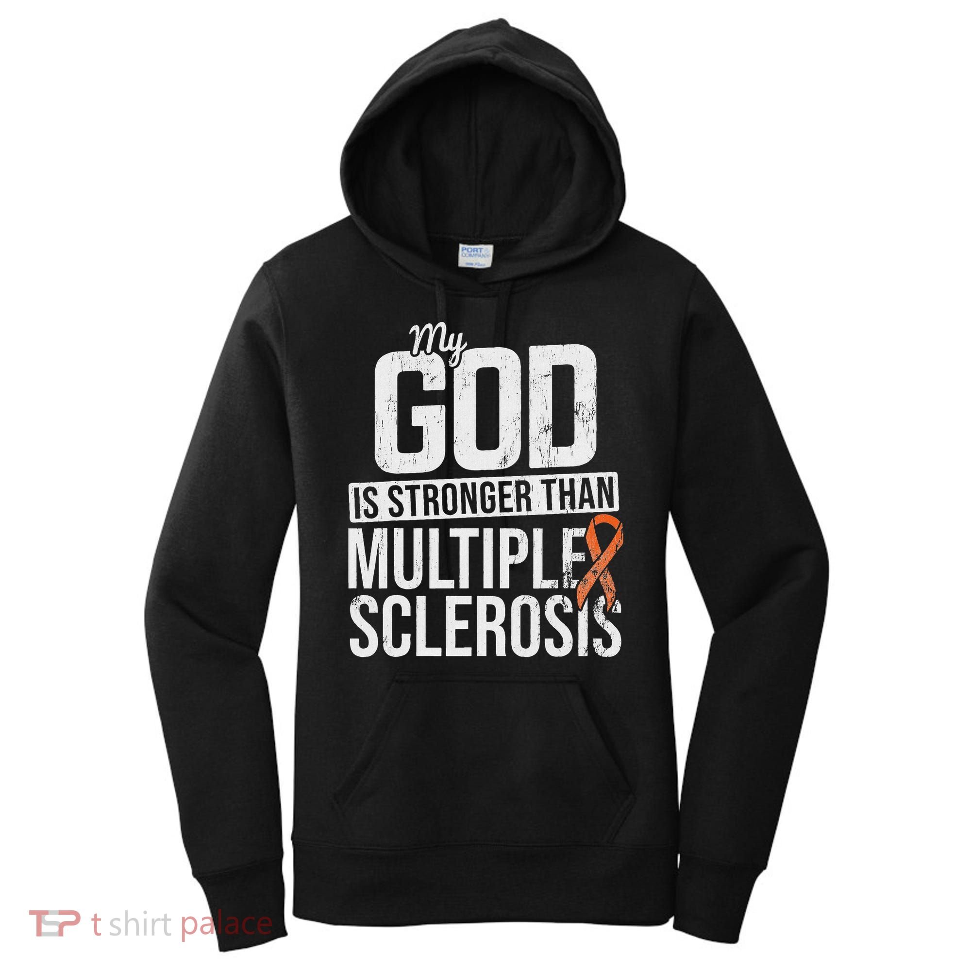 God Stronger Multiple Sclerosis Ms Awareness Orange Ribbon Women's Hoodie