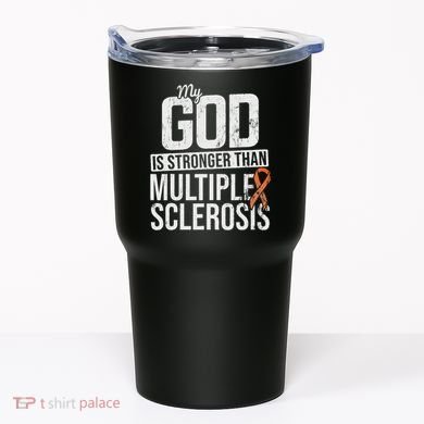 God Stronger Multiple Sclerosis Ms Awareness Orange Ribbon Tumbler