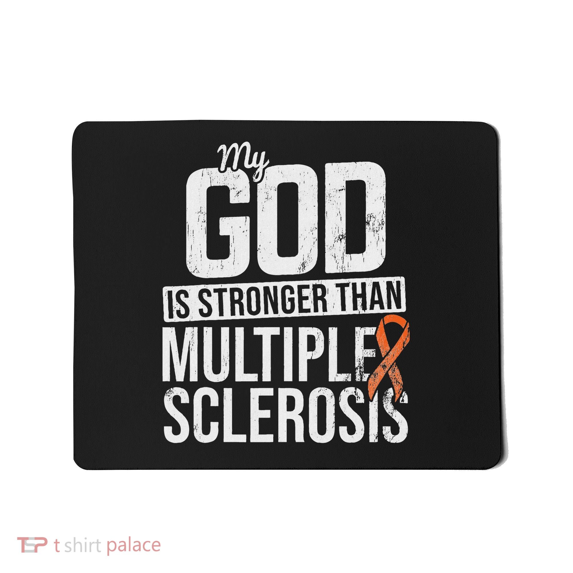 God Stronger Multiple Sclerosis Ms Awareness Orange Ribbon Mousepad