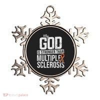 God Stronger Multiple Sclerosis Ms Awareness Orange Ribbon Ornament thumb 0