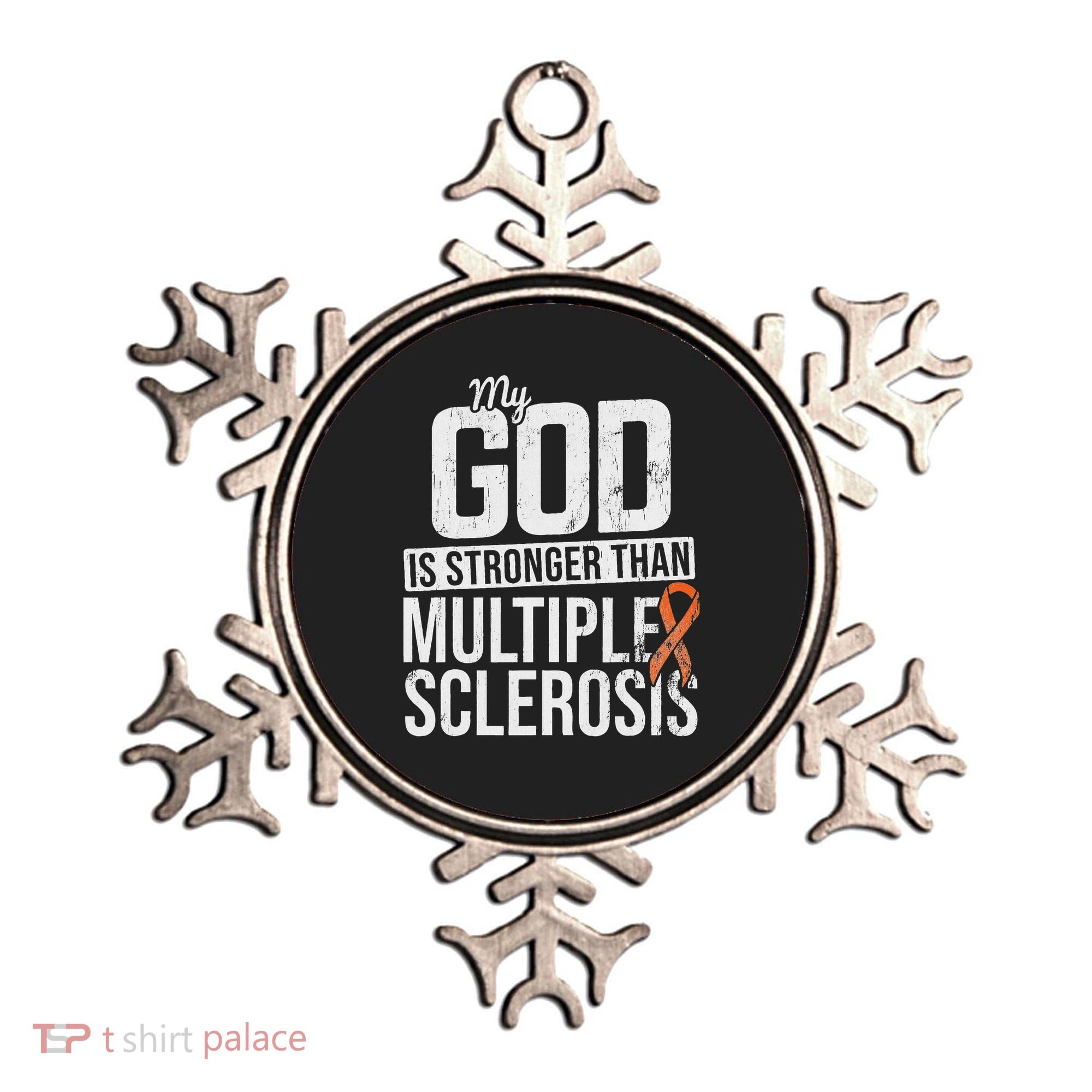 God Stronger Multiple Sclerosis Ms Awareness Orange Ribbon Ornament