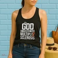 God Stronger Multiple Sclerosis Ms Awareness Orange Ribbon Women's Tank Top thumb 2