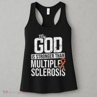 God Stronger Multiple Sclerosis Ms Awareness Orange Ribbon Women's Tank Top thumb 3