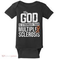 God Stronger Multiple Sclerosis Ms Awareness Orange Ribbon Baby Bodysuit thumb 0