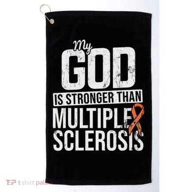 God Stronger Multiple Sclerosis Ms Awareness Orange Ribbon Golf Towel