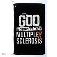 God Stronger Multiple Sclerosis Ms Awareness Orange Ribbon Golf Towel thumb 0