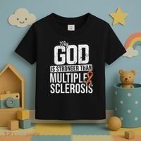 God Stronger Multiple Sclerosis Ms Awareness Orange Ribbon Toddler T-Shirt thumb 3