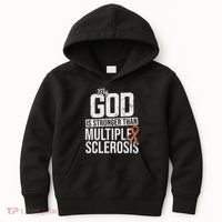 God Stronger Multiple Sclerosis Ms Awareness Orange Ribbon Kids Hoodie thumb 0