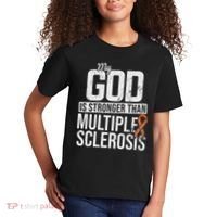God Stronger Multiple Sclerosis Ms Awareness Orange Ribbon Kids T-Shirt thumb 2