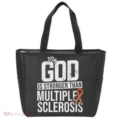 God Stronger Multiple Sclerosis Ms Awareness Orange Ribbon Tote Bag