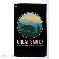 Great Smoky Mountains National Park Retro Bear Golf Towel thumb 0