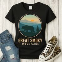 Great Smoky Mountains National Park Retro Bear Women's T-Shirt thumb 3