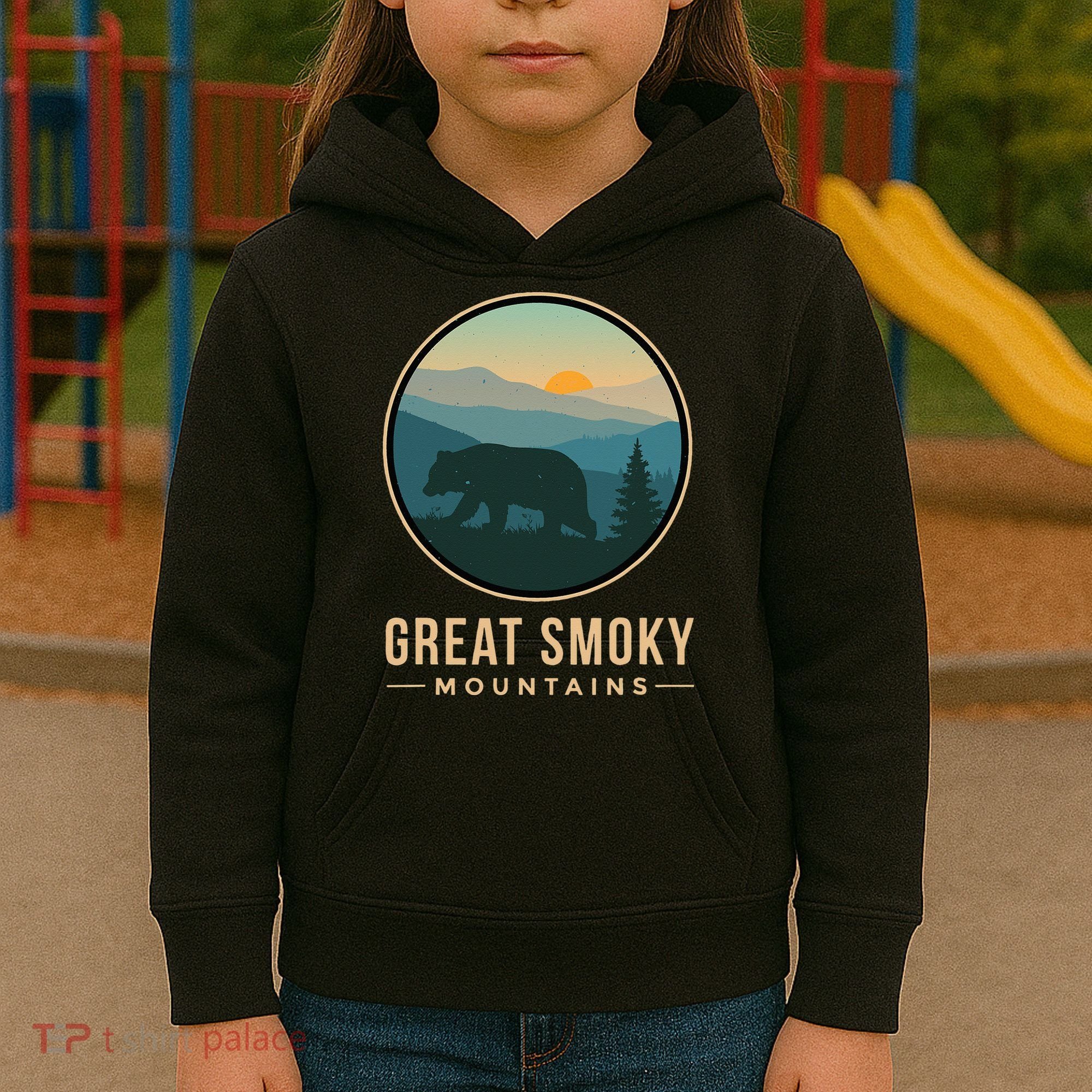 Great Smoky Mountains National Park Retro Bear Kids Hoodie