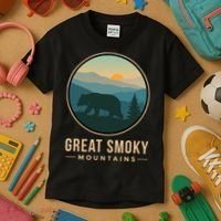 Great Smoky Mountains National Park Retro Bear Kids T-Shirt thumb 3