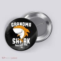 Grandma Shark Mommy Birthday Halloween Christmas Button thumb 0