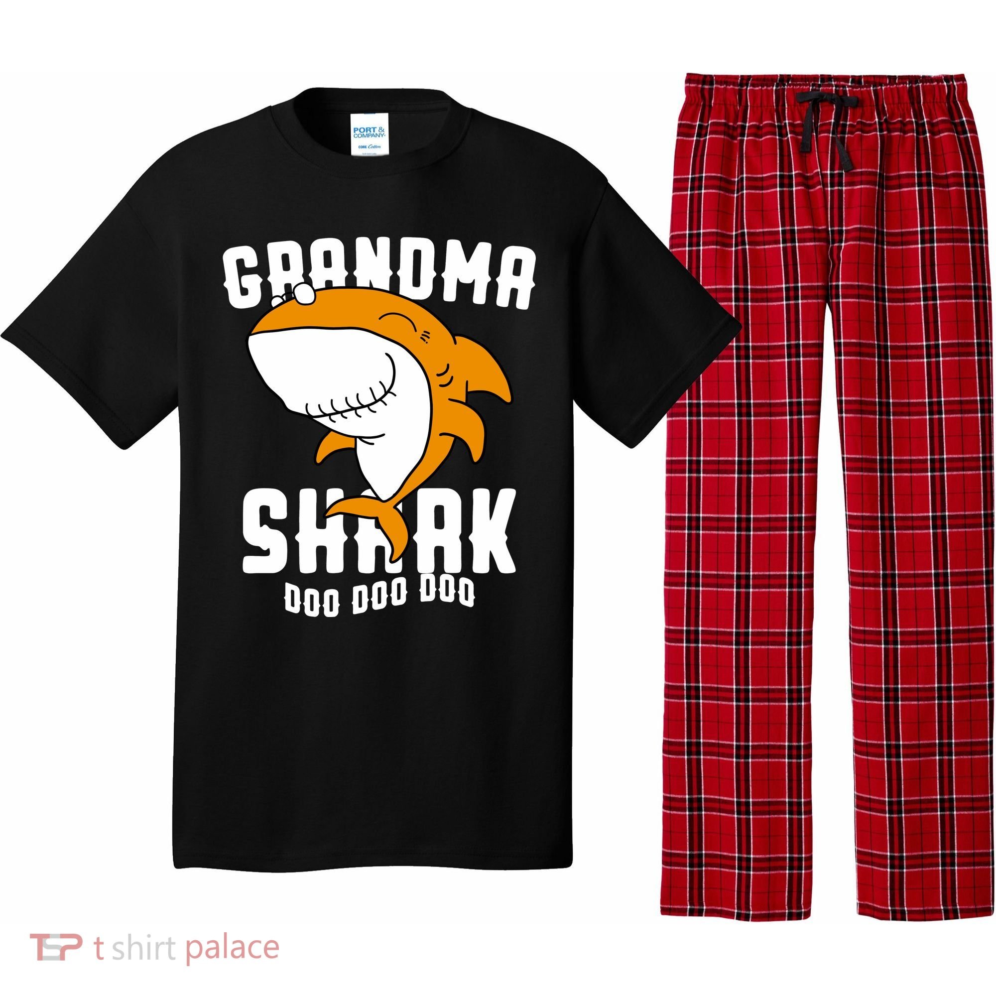 Grandma Shark Mommy Birthday Halloween Christmas Pajama Set