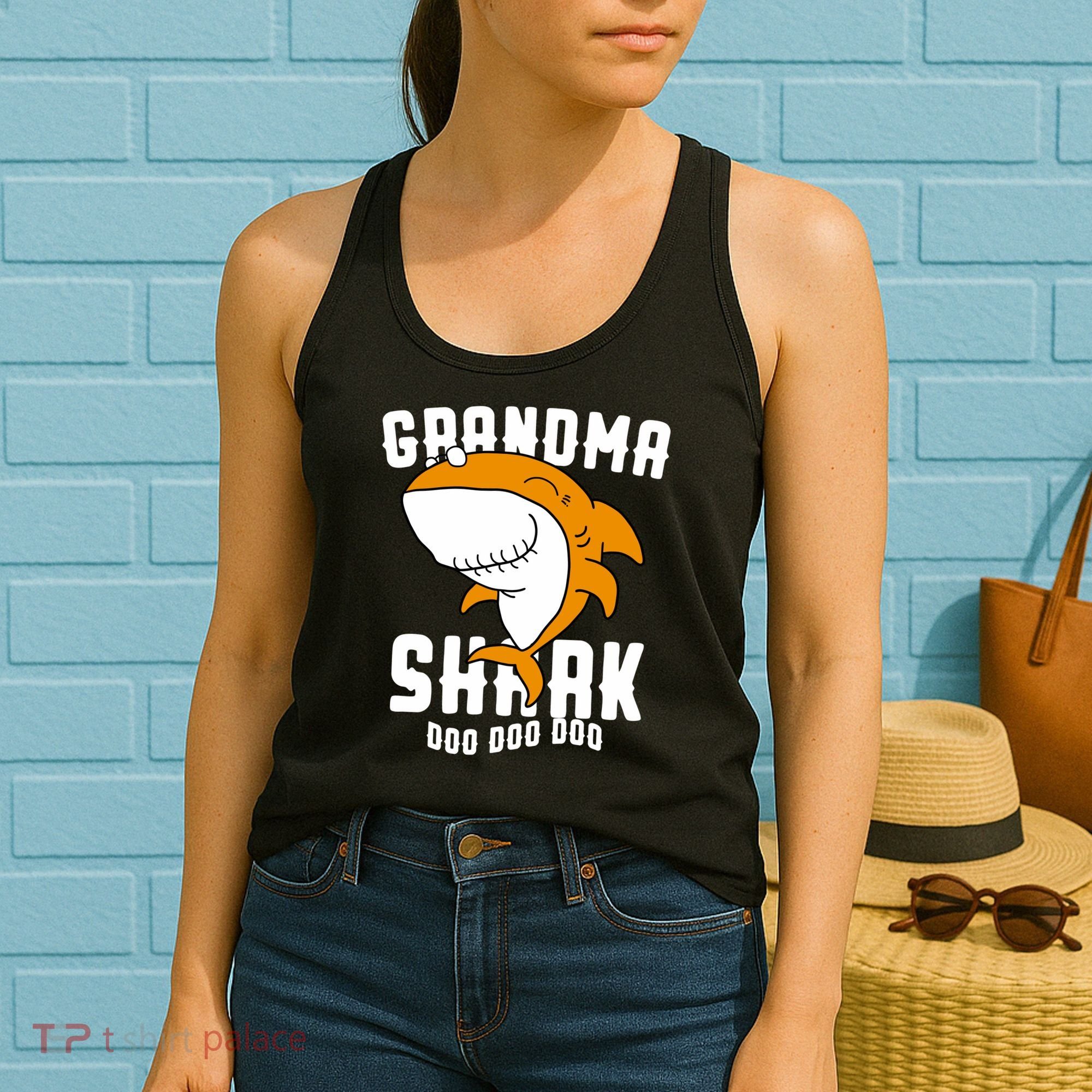 Grandma Shark Mommy Birthday Halloween Christmas Women's Tank Top