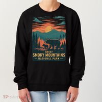 Great Smoky Mountains Bear Nature Retro Sunset Women's Sweatshirt thumb 0