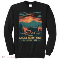 Great Smoky Mountains Bear Nature Retro Sunset Sweatshirt thumb 0