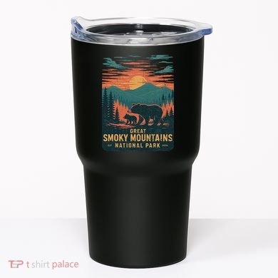 Great Smoky Mountains Bear Nature Retro Sunset Tumbler