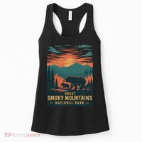 Great Smoky Mountains Bear Nature Retro Sunset Women's Tank Top thumb 0