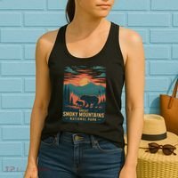 Great Smoky Mountains Bear Nature Retro Sunset Women's Tank Top thumb 2